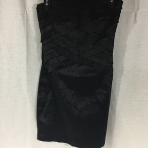 Wet Seal size Medium form fitted black dress strapless layered front